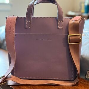 Portland Leather Lavender Mini Crossbody Zip Tote